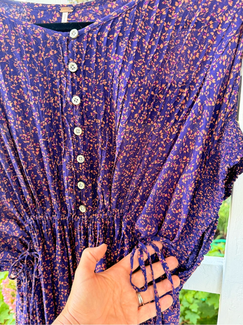 Free People Purple Floral Button-Front Midi Dress - Picture 5 of 6